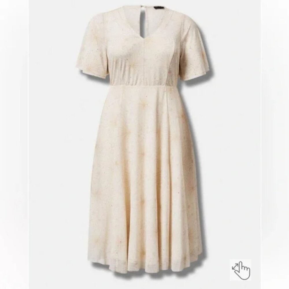 Torrid Midi Mesh Star & Moon Flutter Sleeve Dress - image 5